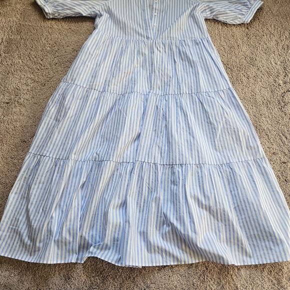 English Factory Gingham Tiered Midi Dress Womens S Blue white Cottagecore HN657D - Picture 4 of 7